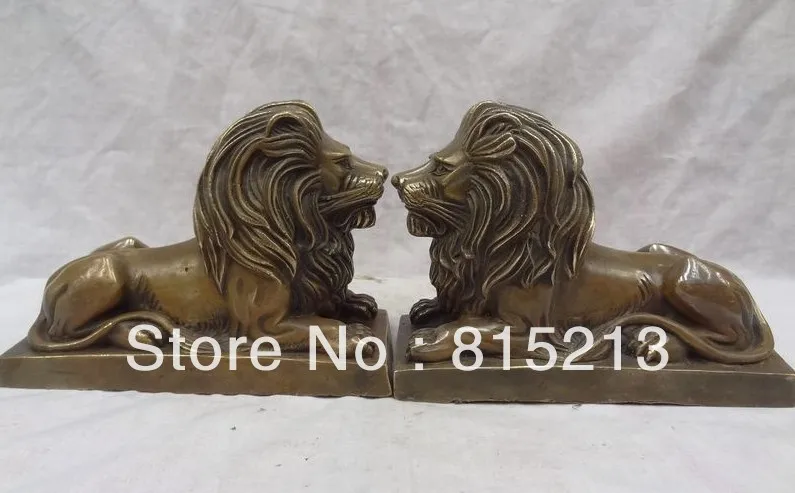 wang 000251 China Bronze Sculpture FengShui Foo Fu Dog Lion Leono Statue Pair