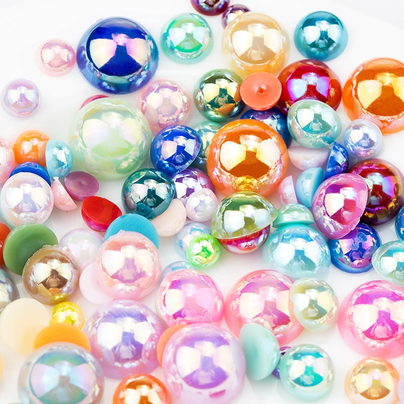 

2mm-12mm Mix Colors AB Half Round beads Fashion imitation ABS plastic Flatback Pearls to DIY Art Jewelry Accessory