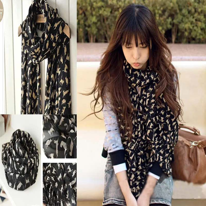 Fashion Cute Cat Printing Chiffon Scarf Circle Loop-Cat Heart Design Scarf Soft Warm Scarf High Quality For Women Girl
Fashion Cute Cat Printing Chiffon Scarf Circle Loop-Cat Heart Design Scarf Soft Warm Scarf High Quality For Women Girl