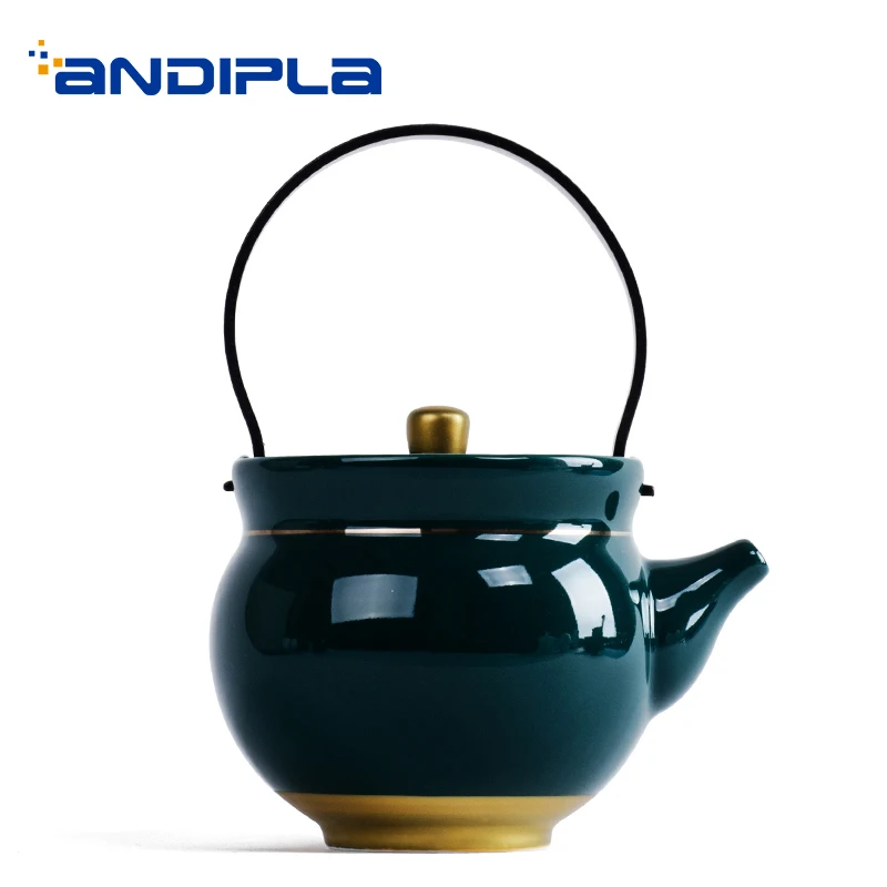 240ML Jingdezhen Dark Green Ceramic Porcelain Teapot Gold Border Pu'er Pot Chinese Kung Fu Tea Set Handgrip Water Kettle No Boil
240ML Jingdezhen Dark Green Ceramic Porcelain Teapot Gold Border Pu'er Pot Chinese Kung Fu Tea Set Handgrip Water Kettle No Boil