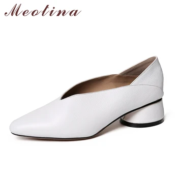 Meotina Natural Genuine Leather Shoes Women Pumps Glove Shoes Thick Heels Mules Shoes Spring Cow Leather Footwear White Black
Meotina Natural Genuine Leather Shoes Women Pumps Glove Shoes Thick Heels Mules Shoes Spring Cow Leather Footwear White Black