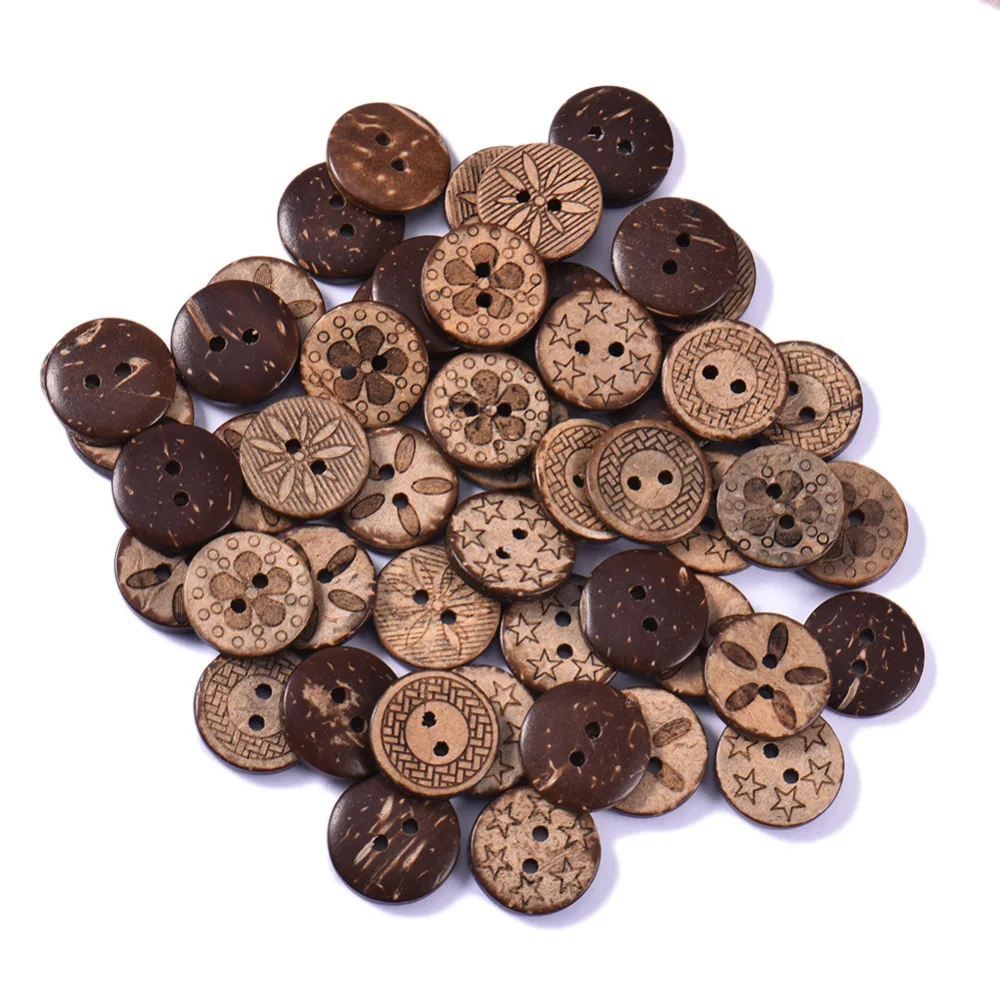 2017 Fashion 50Pcs/Lot Mixed Pattern Coconut Shell 2 Holes Sewing Buttons For DIY Scrapbooking Craft 18mm
2017 Fashion 50Pcs/Lot Mixed Pattern Coconut Shell 2 Holes Sewing Buttons For DIY Scrapbooking Craft 18mm