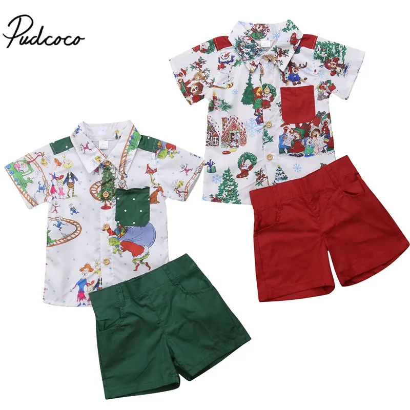Christmas Toddler Kids Baby Boys Clothes Xmas Print Short Sleeve Lapel T-Shirt Tops+Short Pants 2Pcs Fashion Party Outfits Set
Christmas Toddler Kids Baby Boys Clothes Xmas Print Short Sleeve Lapel T-Shirt Tops+Short Pants 2Pcs Fashion Party Outfits Set