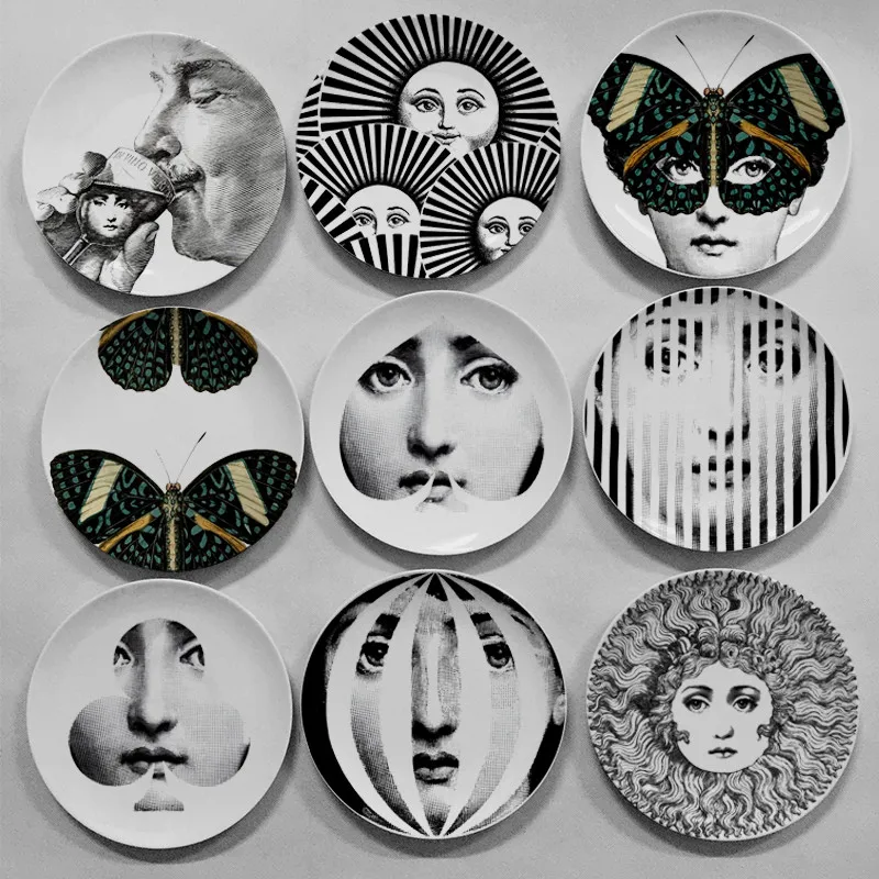 Fornasetti Plates Wall Hanging Plate Porcelain Decorative Plate Dining Table accessories Ceramic Dinner Plates Home Decoration
Fornasetti Plates Wall Hanging Plate Porcelain Decorative Plate Dining Table accessories Ceramic Dinner Plates Home Decoration