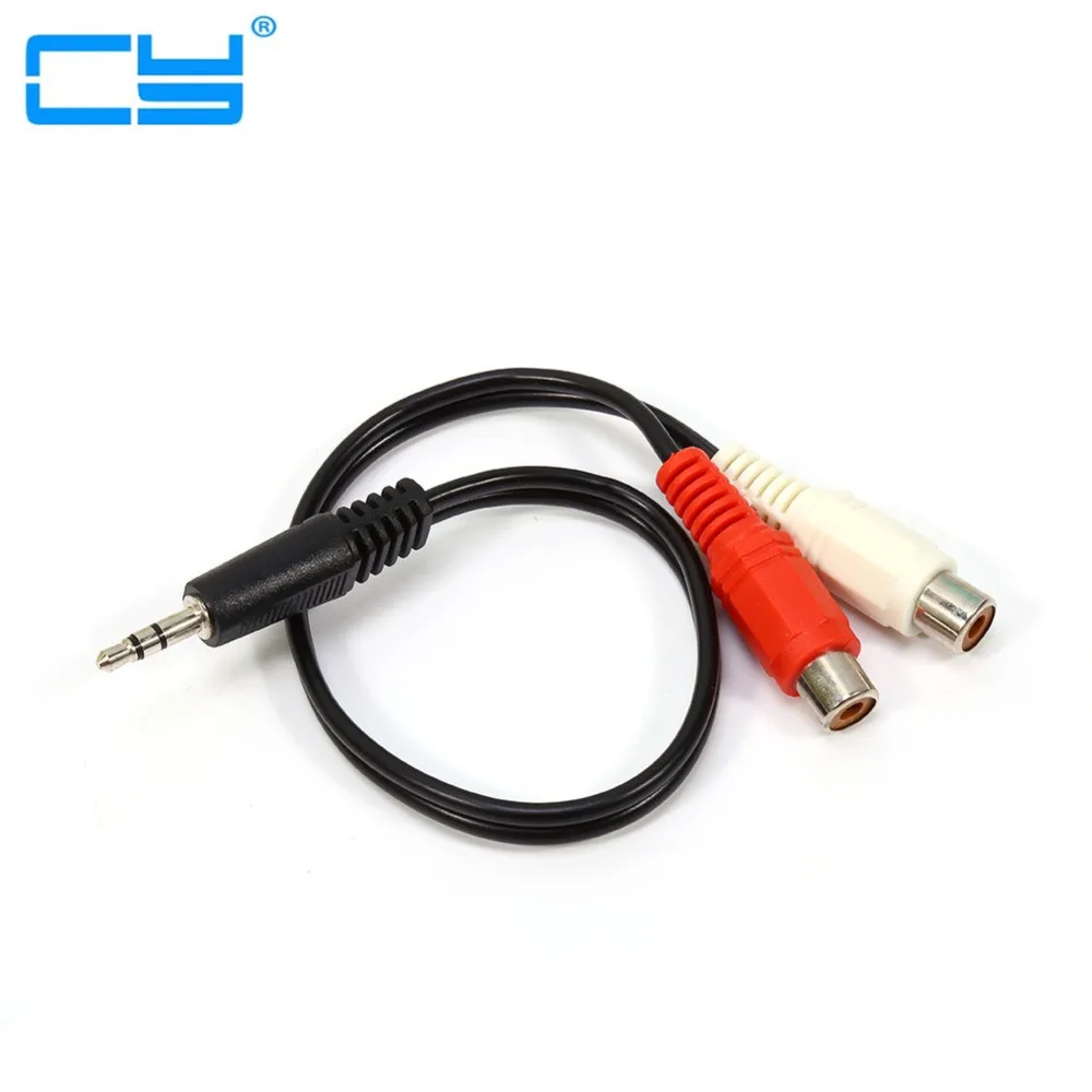 

5pcs/lote 3.5mm AUX Cabo de Audio Estereo Macho para 2 RCA Femea Splitter Cabo Adaptador Chumbo Novo 30 cm/1FT