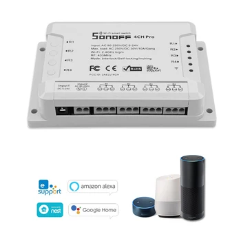 SONOFF 4CH Pro R2 Wifi Remote Control Light Power Switch RF 433mHz Multi-channel 4 Gang Way For Smart Home Automation Modules
SONOFF 4CH Pro R2 Wifi Remote Control Light Power Switch RF 433mHz Multi-channel 4 Gang Way For Smart Home Automation Modules