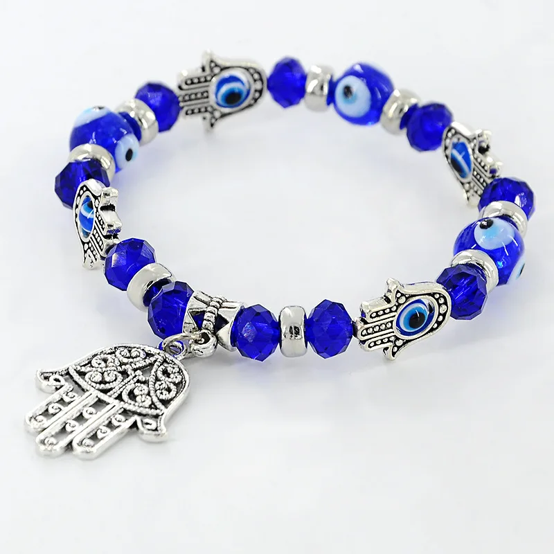 Hot Sale Zinc Alloy Ancient Silver Fatima Hand Blue Eye Beaded Elastic Rope Bracelet Bangle Fashion Women jewelry Holiday Gift 
Hot Sale Zinc Alloy Ancient Silver Fatima Hand Blue Eye Beaded Elastic Rope Bracelet Bangle Fashion Women jewelry Holiday Gift