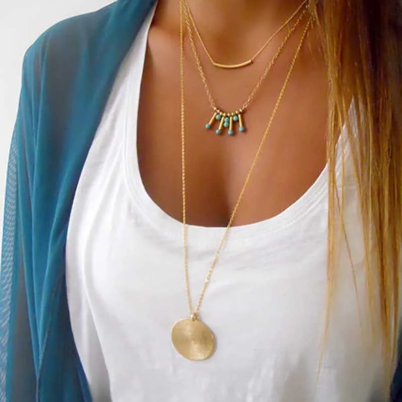 Surou Western New Product Metal Jewelry Pine Stone Sequins Combination Female Multiple Layers Necklace Boho Bijouterie
Surou Western New Product Metal Jewelry Pine Stone Sequins Combination Female Multiple Layers Necklace Boho Bijouterie
