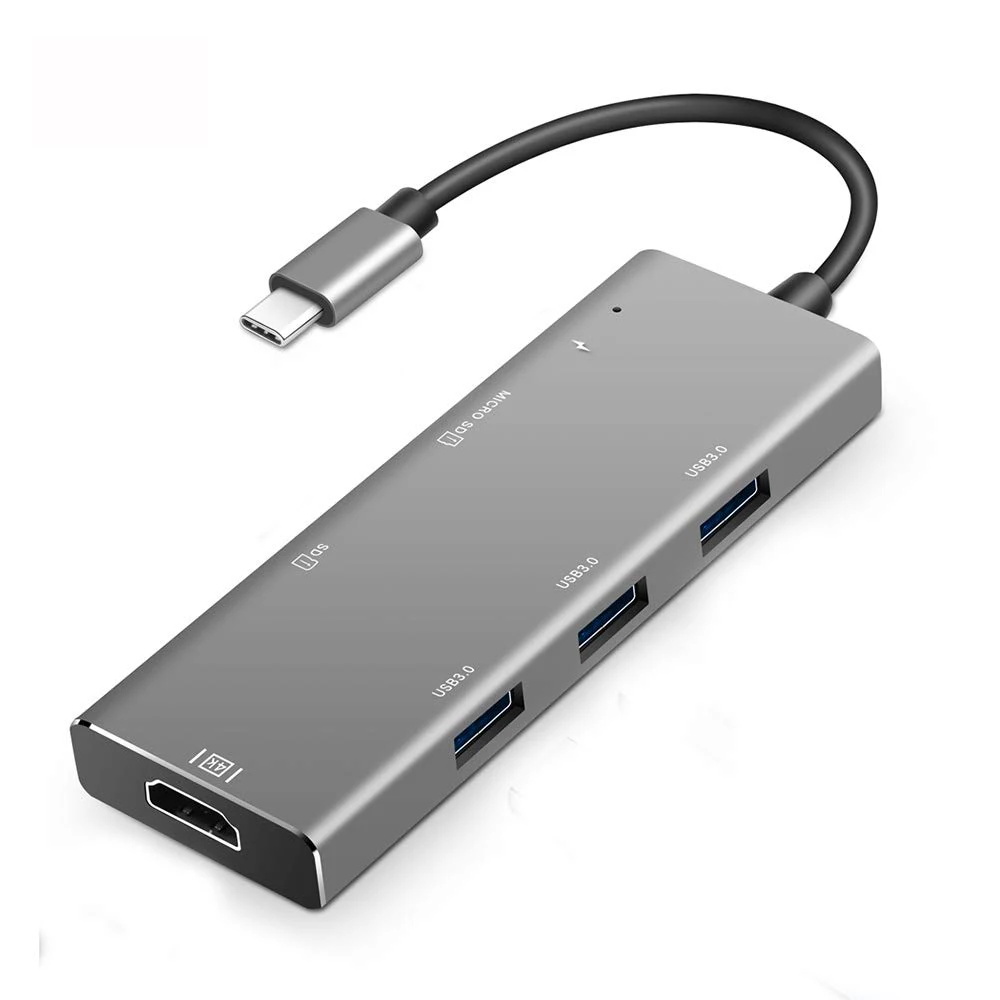 Адаптер-концентратор Zeadow 7 в 1 USB Type-C HDMI SD Micro 3 порта 0 | Компьютеры и офис