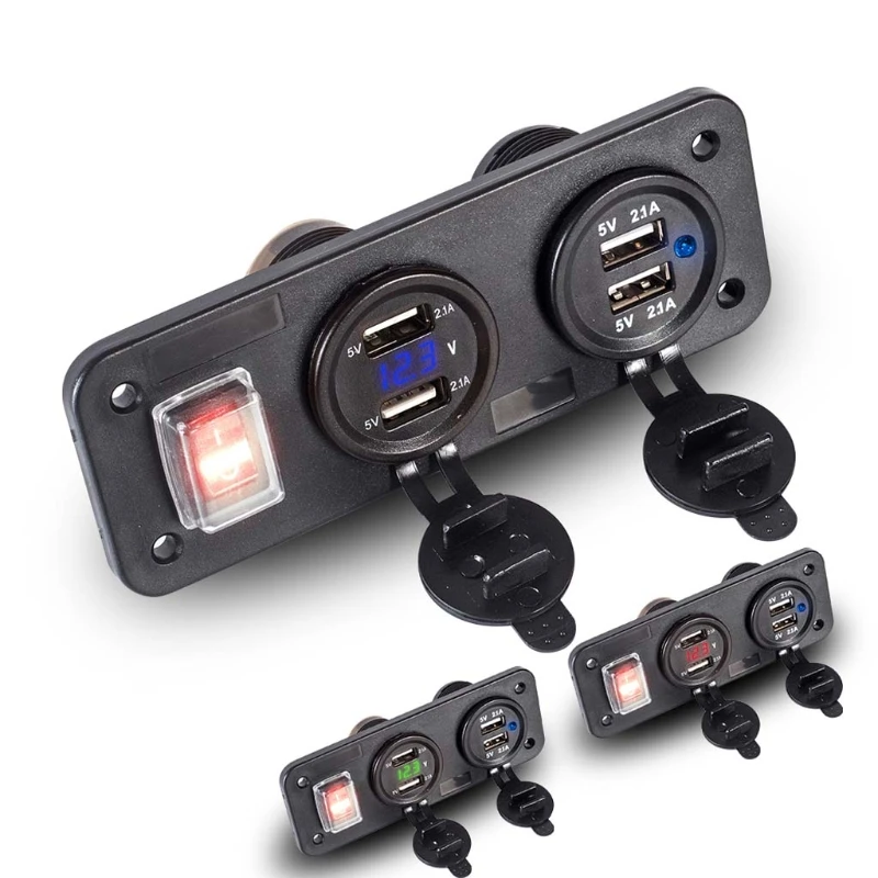 12V 24V 4 USB Charger Adapter LED Voltmeter With Switch Panel for Car Boat Truck 10166
12V 24V 4 USB Charger Adapter LED Voltmeter With Switch Panel for Car Boat Truck 10166