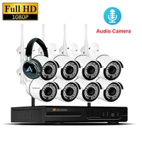 8CH 1080P 2MP IP Camera Audio Record Wireless Security CCTV System Home NVR wifi Video Surveillance Kits Set wi-fi Led Light Cam image