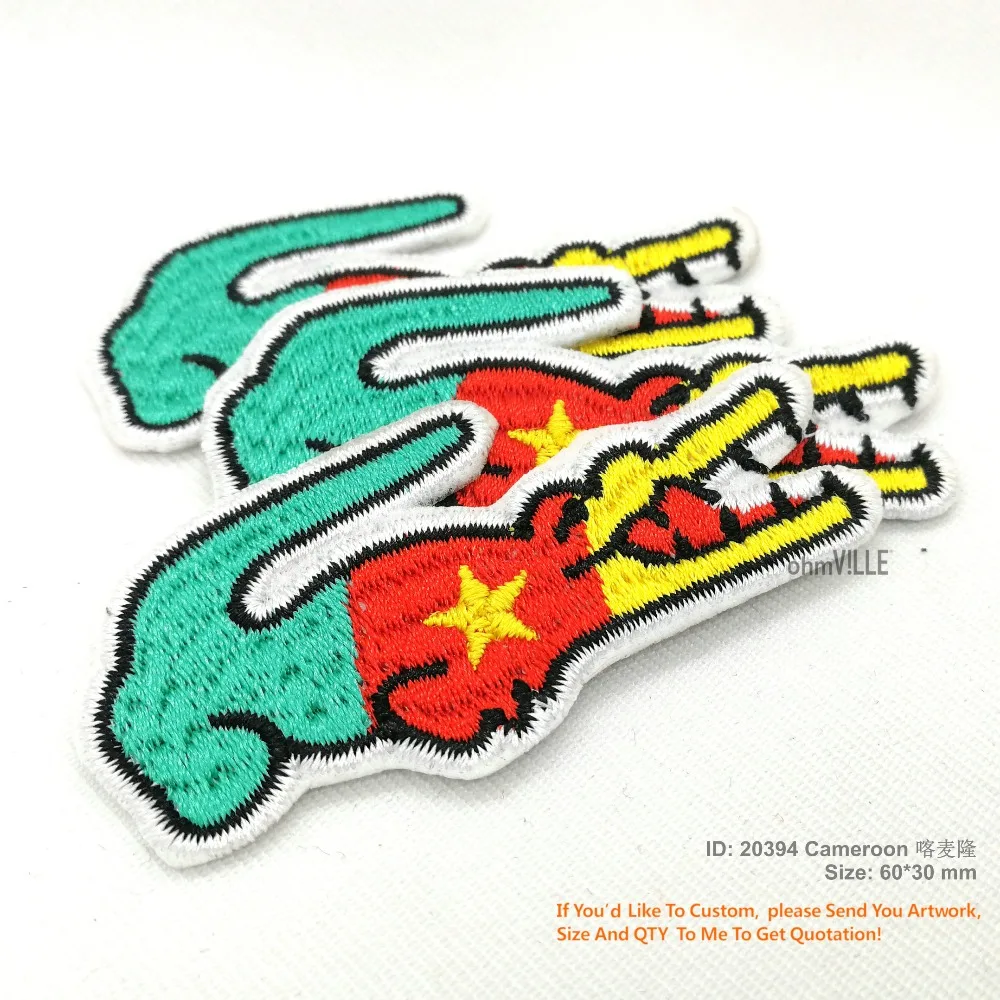 New Crocodiles Patch Cameroon Flag Embroidered Iron on Patches Promotion Eco-friendly Handmade 3D Appliqued Custom LOGO
New Crocodiles Patch Cameroon Flag Embroidered Iron on Patches Promotion Eco-friendly Handmade 3D Appliqued Custom LOGO