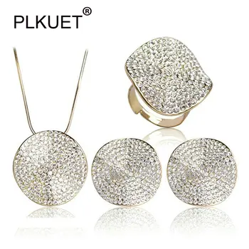 PLKUET Wedding Dress Accessories Jewelry Sets Collares Femininos Max Brincos Necklace Earring Ring Set Anillo Brand Bijuterias 
PLKUET Wedding Dress Accessories Jewelry Sets Collares Femininos Max Brincos Necklace Earring Ring Set Anillo Brand Bijuterias