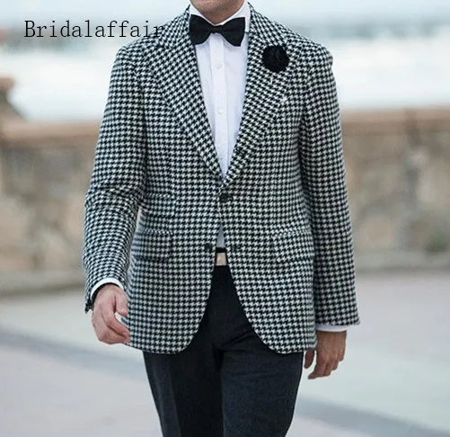 Новый дизайн 2018 свадебные костюмы Bridalaffair куртка гусиная лапка с черными брюками