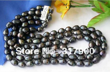 3ROW 16MM BLACK RICE FRESHWATER CULTURED PEARL NECKLACE 
3ROW 16MM BLACK RICE FRESHWATER CULTURED PEARL NECKLACE