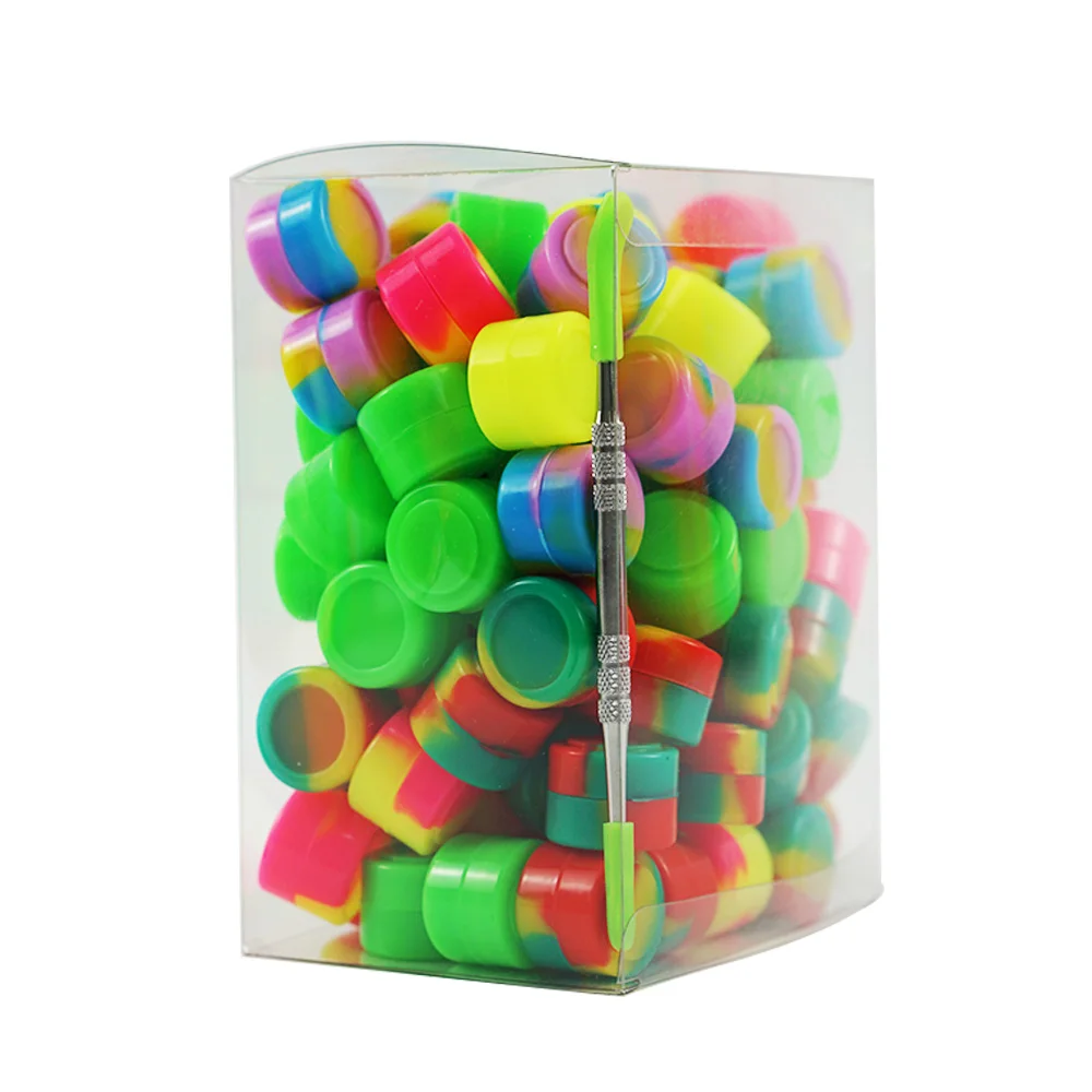 100pc Silicone Storage Container Nonstick silicone container 2ML Food Safe dab container silicone Jar with dab tool and PVC box
100pc Silicone Storage Container Nonstick silicone container 2ML Food Safe dab container silicone Jar with dab tool and PVC box