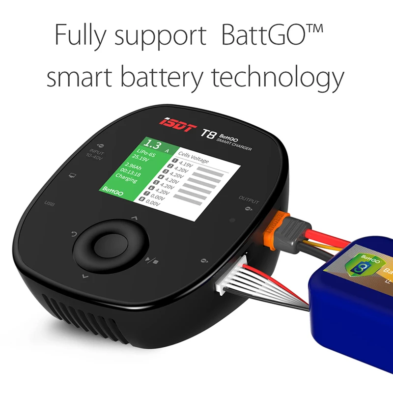 ISDT T8 BattGo 1000W 30A Smart Battery Balance Charger for RC Car Airplane Racing Drone Helicopter 1-8S Lipo Battery
ISDT T8 BattGo 1000W 30A Smart Battery Balance Charger for RC Car Airplane Racing Drone Helicopter 1-8S Lipo Battery