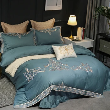 Blue European Luxury Golden Royal Embroidery 60S Egyptian Cotton Bedding Set Duvet Cover Bed Linen Bed sheet Pillowcases 4/7pcs
Blue European Luxury Golden Royal Embroidery 60S Egyptian Cotton Bedding Set Duvet Cover Bed Linen Bed sheet Pillowcases 4/7pcs