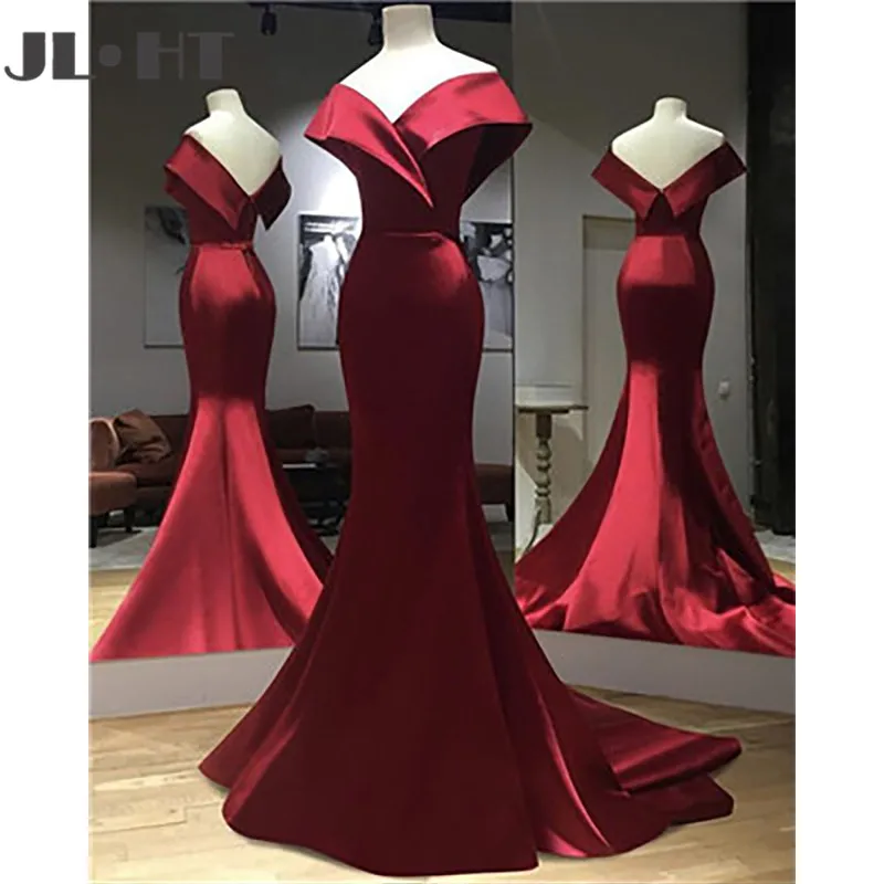 Simple Wine Red New Red Evening Dresses Mermaid Off Shoulder Prom Dress Sweep Train Satin Long Simple Evening Gowns
Simple Wine Red New Red Evening Dresses Mermaid Off Shoulder Prom Dress Sweep Train Satin Long Simple Evening Gowns