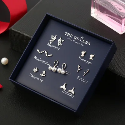 One Week Earrings 925 Sterling Silver Needle Stud Earrings for Women Girl Wedding Party Gift Jewelry Daily Wearing Dropshipping 
One Week Earrings 925 Sterling Silver Needle Stud Earrings for Women Girl Wedding Party Gift Jewelry Daily Wearing Dropshipping