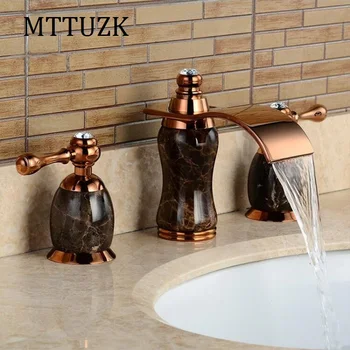 MTTUZK Jade Brass Rose Gold Deck Mounted Dual Handle 3 Holes Basin Sink Faucet Bathroom Waterfall Faucet Bath Triple Taps
MTTUZK Jade Brass Rose Gold Deck Mounted Dual Handle 3 Holes Basin Sink Faucet Bathroom Waterfall Faucet Bath Triple Taps