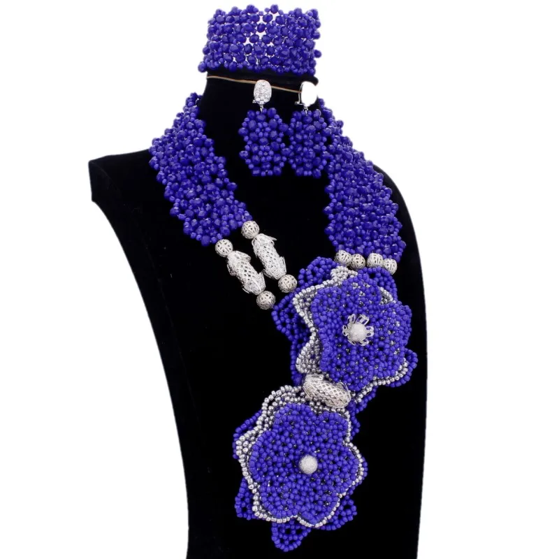 Dudo JEWELRY Nigerian African Bead Jewellery Sets Flowers Big Costume Jewelry Royal Blue Silver Crystal Bride Set free Shipping
Dudo JEWELRY Nigerian African Bead Jewellery Sets Flowers Big Costume Jewelry Royal Blue Silver Crystal Bride Set free Shipping