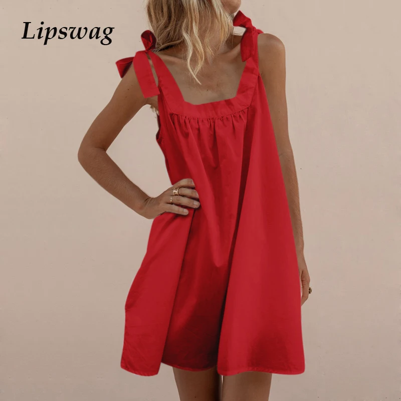 Lipswag Women Spaghetti Strap Bow Mini Beach Dress Summer Sleeveless A-Line Beach Dress Female Casual Backless Pleated Sundress
Lipswag Women Spaghetti Strap Bow Mini Beach Dress Summer Sleeveless A-Line Beach Dress Female Casual Backless Pleated Sundress