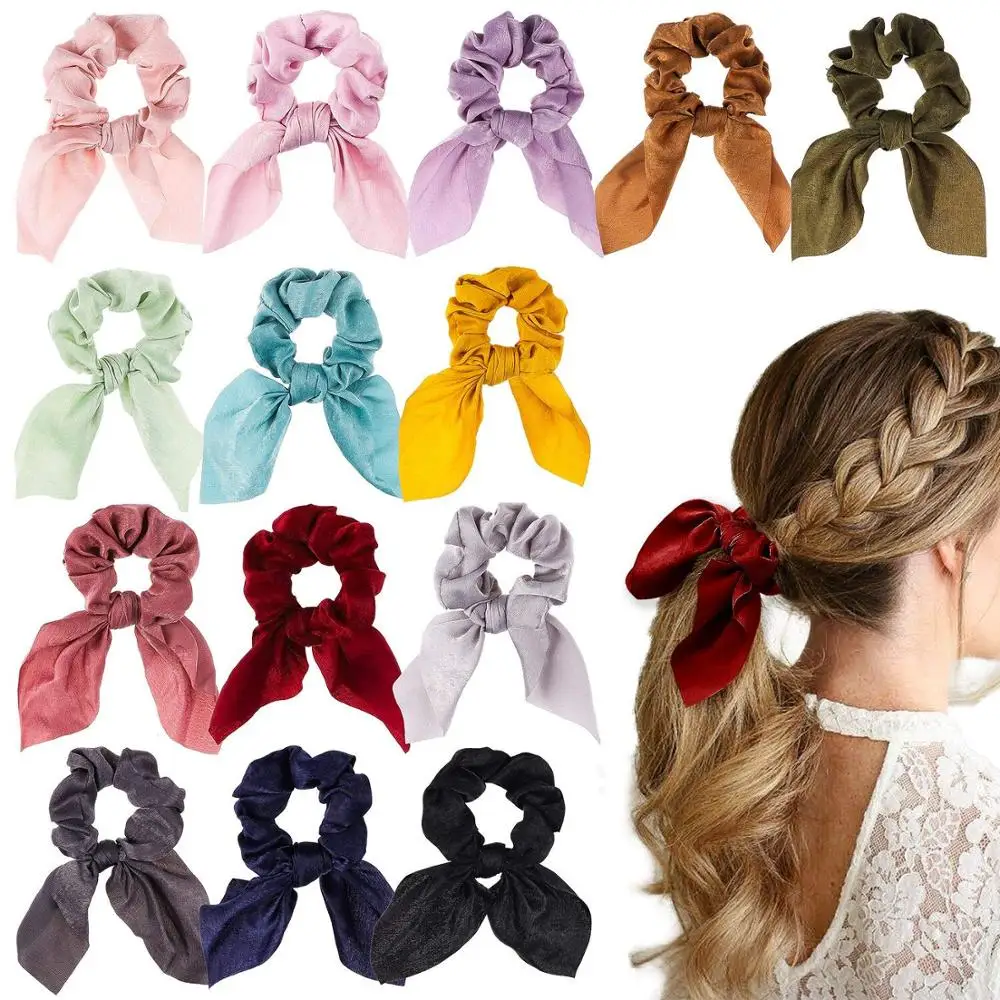 Bowknot Hair Scrunchies Super Soft Silk Scarf Hair Ties 2 in 1 Design Solid Colors Scrunchie Ponytail Holder with Bows Pa
Bowknot Hair Scrunchies Super Soft Silk Scarf Hair Ties 2 in 1 Design Solid Colors Scrunchie Ponytail Holder with Bows Pa