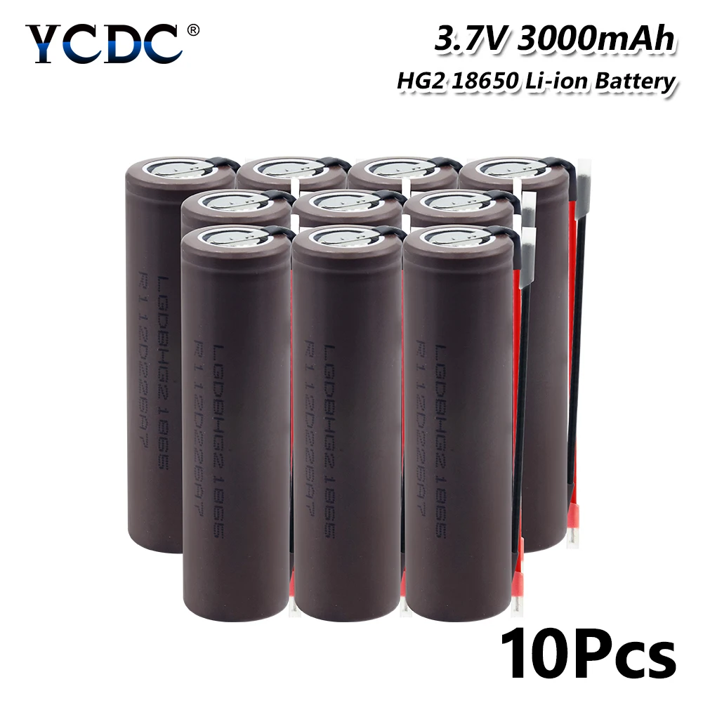 High Drain 20A 18650 HG2 Lithium Battery 3.7V 3000mAh Rechargeable high-discharge high current + DIY Linie For Vape E-cig
High Drain 20A 18650 HG2 Lithium Battery 3.7V 3000mAh Rechargeable high-discharge high current + DIY Linie For Vape E-cig