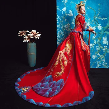 High Quality Ancient Bride Trailing Dress Classic Royal Women Phoenix Qipao Suzhou Embroidery Cheongsam Suit Plus Size S-5XL
High Quality Ancient Bride Trailing Dress Classic Royal Women Phoenix Qipao Suzhou Embroidery Cheongsam Suit Plus Size S-5XL