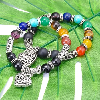 SA SILVERAGE Colorful Yoga Bracelet Handmade Beaded Men's Heart Pendant Strand Bracelets Natural Stone Men Energy Trendy Handset
SA SILVERAGE Colorful Yoga Bracelet Handmade Beaded Men's Heart Pendant Strand Bracelets Natural Stone Men Energy Trendy Handset
