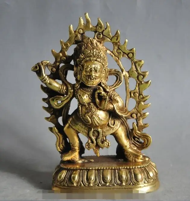 

S01747 chinese tibetan buddhism fane bronze copper gilt Mahakala god buuddha statue (B0413)