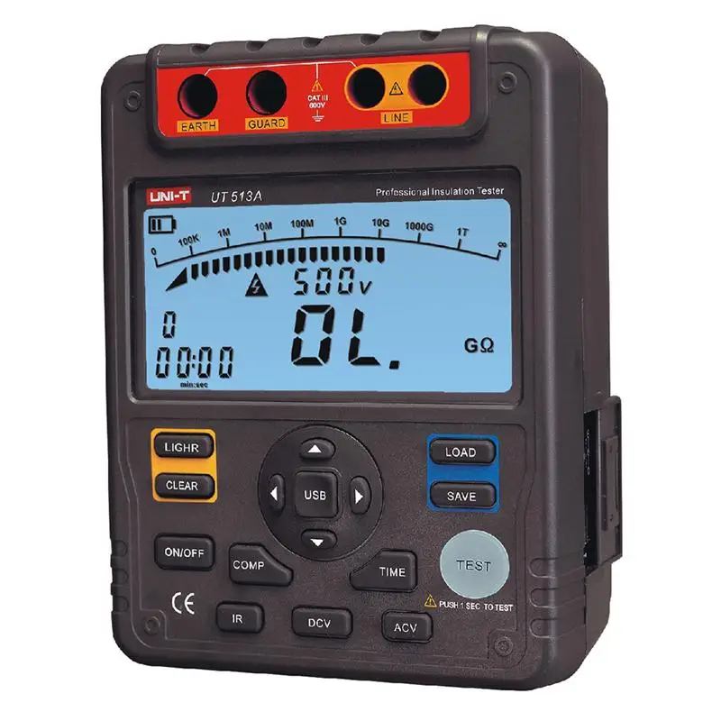 DHL/EMS UT513A Insulation Resistance Tester 5000V Automatic Range Digital Megohmmeter Data Storage Polarization Index Backlight
DHL/EMS UT513A Insulation Resistance Tester 5000V Automatic Range Digital Megohmmeter Data Storage Polarization Index Backlight