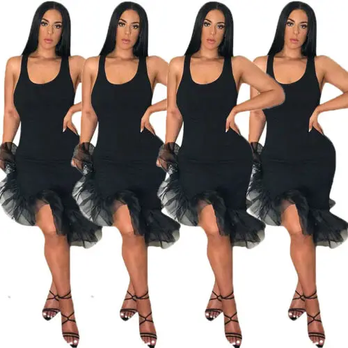 Women's Sleeveless Cascading Ruffle Sexy Solid Color Summer Bodycon Club Evening Party Short Mini Dress
Women's Sleeveless Cascading Ruffle Sexy Solid Color Summer Bodycon Club Evening Party Short Mini Dress