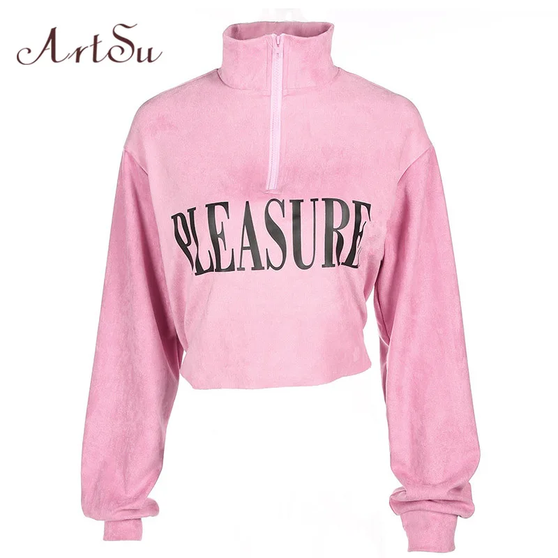 ArtSu Spring Fashion 2018 Turtleneck Zipper Crop Top Pink Hoodie Letter Print Long Sleeve Pullover Sweatshirt Jumper ASHO20220
ArtSu Spring Fashion 2018 Turtleneck Zipper Crop Top Pink Hoodie Letter Print Long Sleeve Pullover Sweatshirt Jumper ASHO20220