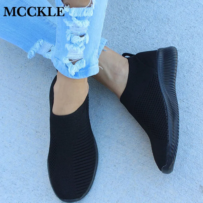 Осенняя обувь MCCKLE женские кроссовки с воздушной сеткой мягкие носки вязаная