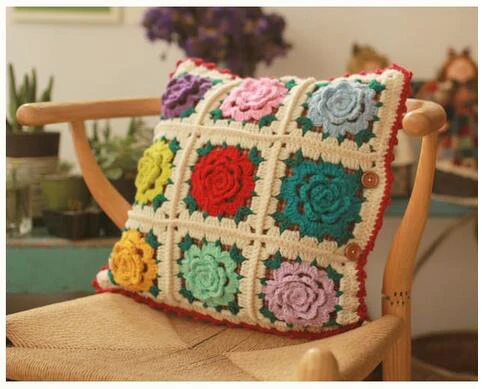 2PCS/LOT Hand Crocheted Three-dimensional Flower 42X42CM Cushion Cover Colorful Home Pillowcase Pillow Coverswithout Core
2PCS/LOT Hand Crocheted Three-dimensional Flower 42X42CM Cushion Cover Colorful Home Pillowcase Pillow Coverswithout Core
