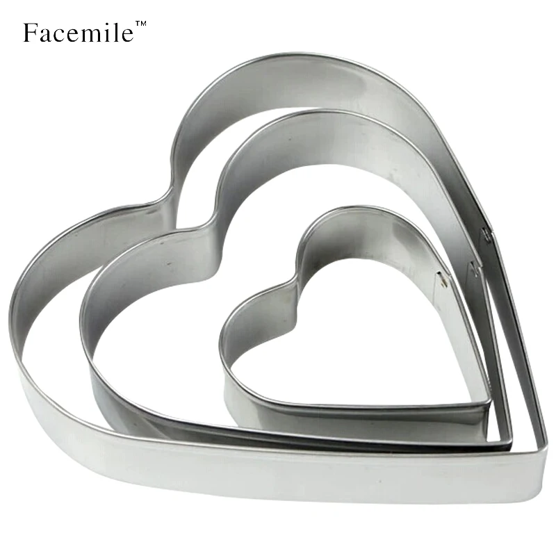 Facemile 3Pcs Stainless Steel Heart Shaped Gift Cookie Mould Cutting Mould Fondant Pastry Sugar Cutter Mould Baking Tools 01016
Facemile 3Pcs Stainless Steel Heart Shaped Gift Cookie Mould Cutting Mould Fondant Pastry Sugar Cutter Mould Baking Tools 01016