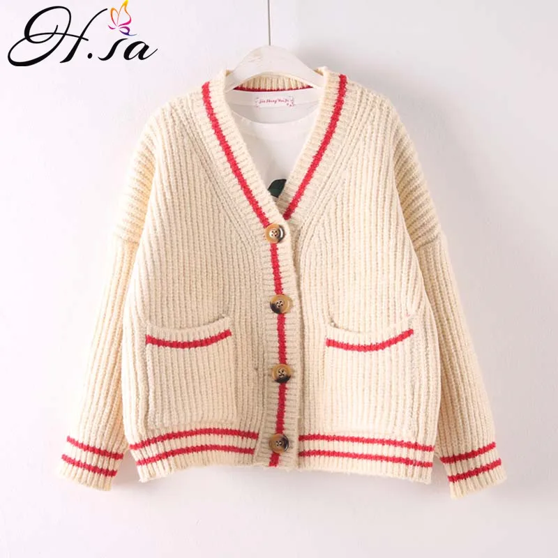 HSA 2018 Women Casual Cardigans Vneck Loose Style Striped Cardigans Button Up Sweater Female Knit Cardigans and Jacket Warm
HSA 2018 Women Casual Cardigans Vneck Loose Style Striped Cardigans Button Up Sweater Female Knit Cardigans and Jacket Warm