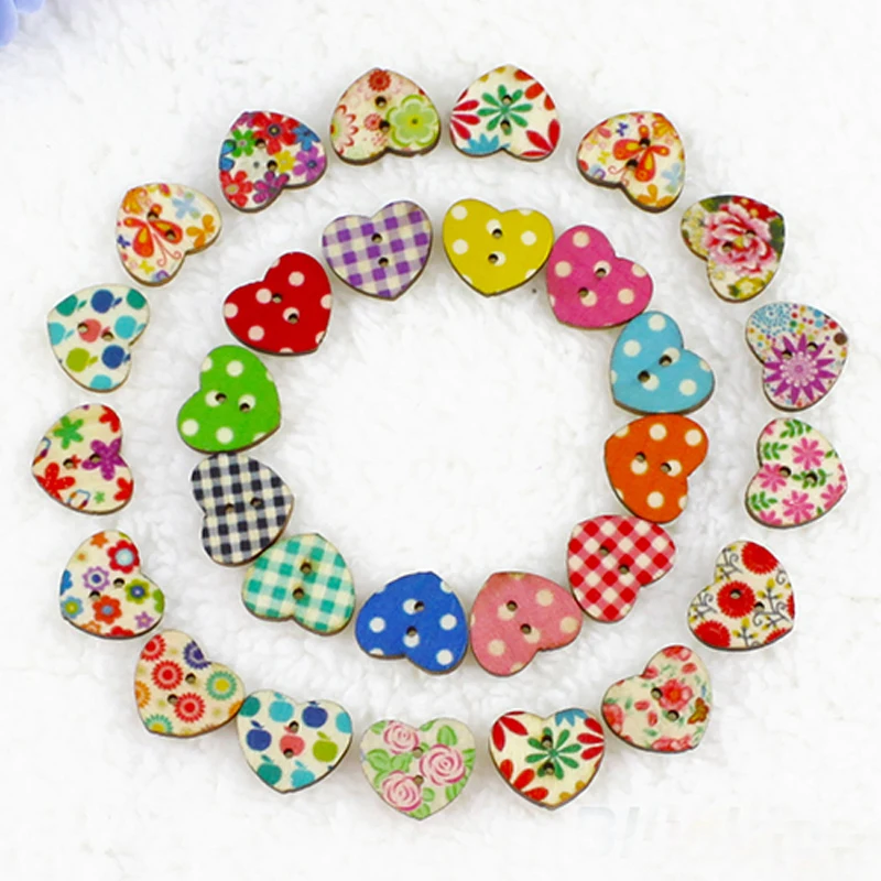 100Pcs New Multicolor Heart Shape 2 Holes Wood Sewing Buttons Scrapbooking Knopf Boutons
100Pcs New Multicolor Heart Shape 2 Holes Wood Sewing Buttons Scrapbooking Knopf Boutons
