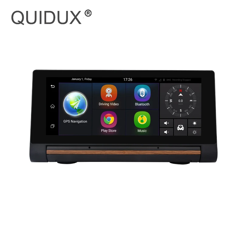 

QUIDUX 7" IPS 3G Android GPS Navigation DVR FHD Dual Camera Registrator Recorder Bluetooth WiFi 1200MP center control panel