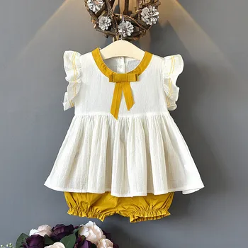 Newborn Baby Girl Clothes Set Cotton Baby Girls Sleeveless Solid Bow Print Ruffles Tops+Solid Shorts Outfits F506
Newborn Baby Girl Clothes Set Cotton Baby Girls Sleeveless Solid Bow Print Ruffles Tops+Solid Shorts Outfits F506