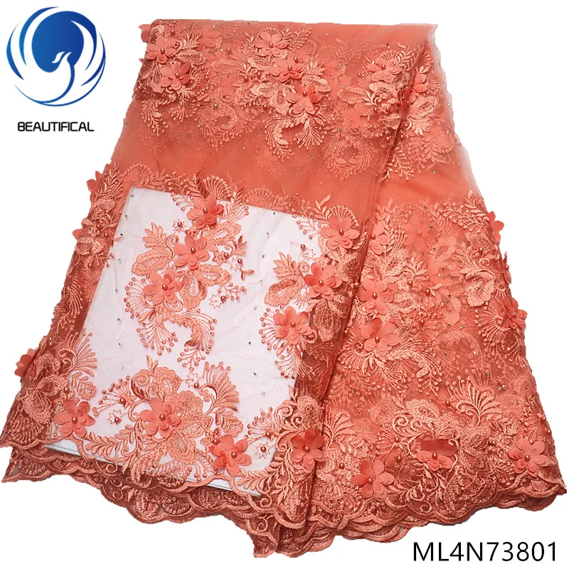 Beautifical Nigerian lace fabrics 3d flowers net lace fabric with beads for dress Fashion french lace stones 5yards/lot ML4N738
Beautifical Nigerian lace fabrics 3d flowers net lace fabric with beads for dress Fashion french lace stones 5yards/lot ML4N738