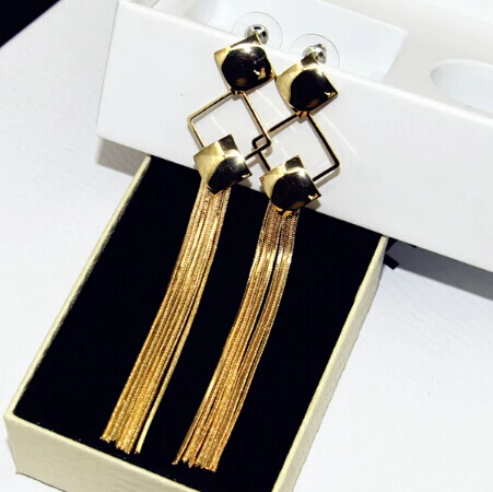 New Arrival Metal Gold Silver Tassel Chain Fringe Long Dangle Earring For Women
New Arrival Metal Gold Silver Tassel Chain Fringe Long Dangle Earring For Women