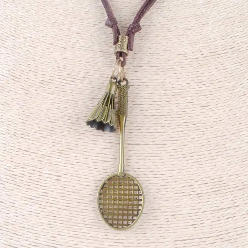 New Factory Outlet Leather badminton racket Shape Pendant Necklace Brown Leather Rope Band Necklaces Men Women Punk Jewelry
New Factory Outlet Leather badminton racket Shape Pendant Necklace Brown Leather Rope Band Necklaces Men Women Punk Jewelry