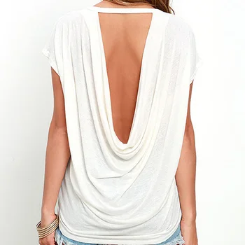 Open Back Casual Shirt Short Sleeve T Shirt Summer Style Women Clothing Casual Backless O-Neck Tops Tees
Open Back Casual Shirt Short Sleeve T Shirt Summer Style Women Clothing Casual Backless O-Neck Tops Tees