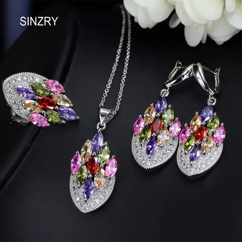 SINZRY NEW Cubic zirconia 3pcs jewelry sets trendy drop earring pendant necklace ring bridal jewelry set multi colors option
SINZRY NEW Cubic zirconia 3pcs jewelry sets trendy drop earring pendant necklace ring bridal jewelry set multi colors option