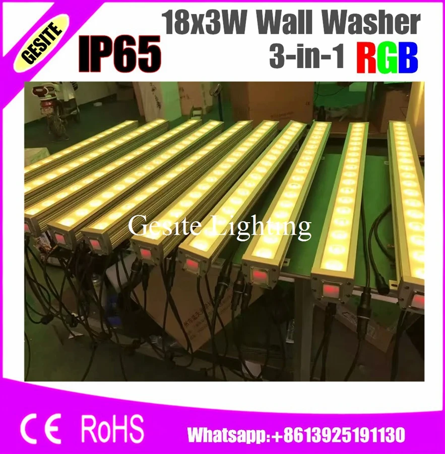 2PCS/LOT led bar wash rgb dmx 18x3w 3in1 dmx512 wall washer light ip65 | Лампы и освещение