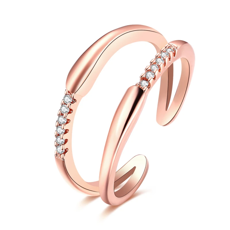 Garilina fashion jewelry Double-lined White Cubic Zirconia rose gold open ring for women R2222
Garilina fashion jewelry Double-lined White Cubic Zirconia rose gold open ring for women R2222