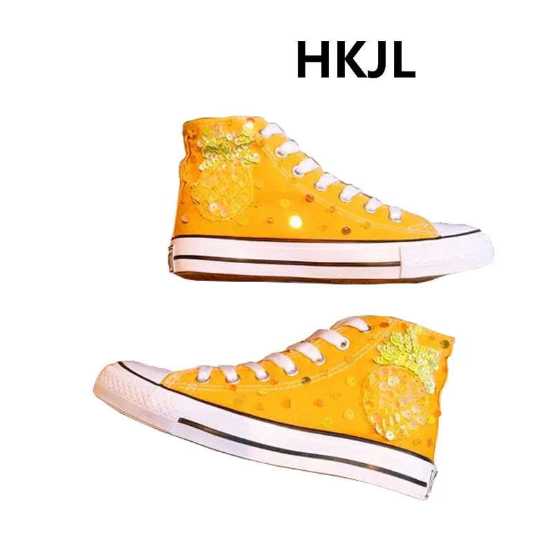 HKJL new fashion pineapple tide brand high-top belt color canvas shoes sequins tassel flat sports shoes
HKJL new fashion pineapple tide brand high-top belt color canvas shoes sequins tassel flat sports shoes
